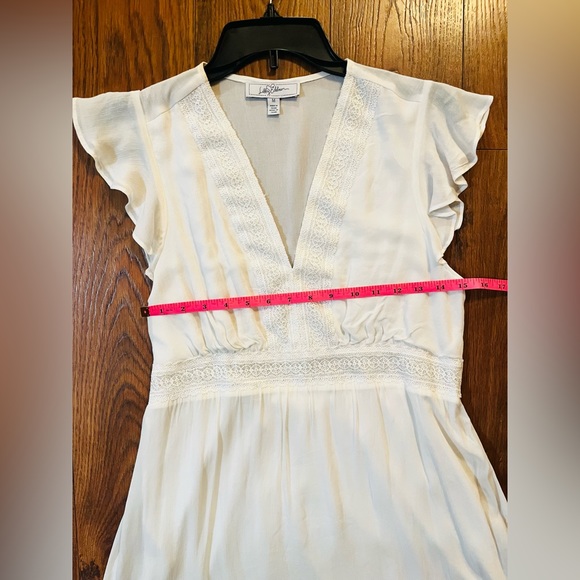 White Cream Sheer Dress with Inner Shell Size Medium - Picture 6 of 12